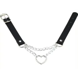Joy Jewels Metal Heart Collar With Chain BLACK